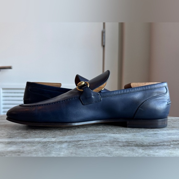 GUCCI Jordaan Horsebit Navy Blue Leather Loafer 10 /10.5  1953 Moccasin $1000 - Picture 5 of 9